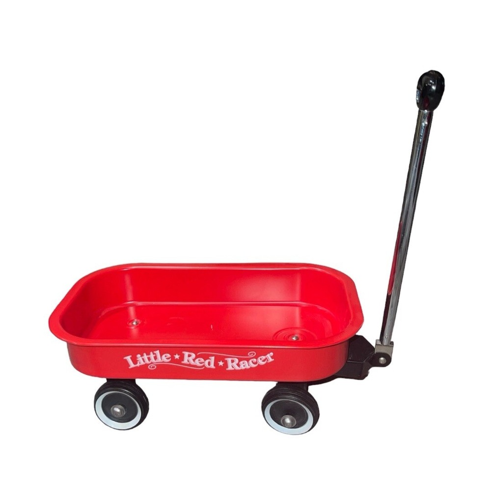 Little Red Racer Metal Wagon Christmas Doll Toy Prop Decor Pull Toy 12.5X7.5 In